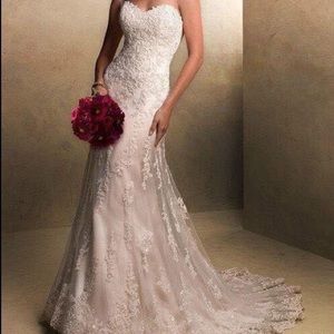 White sequin Wedding Dress Vintage XS sz2-4